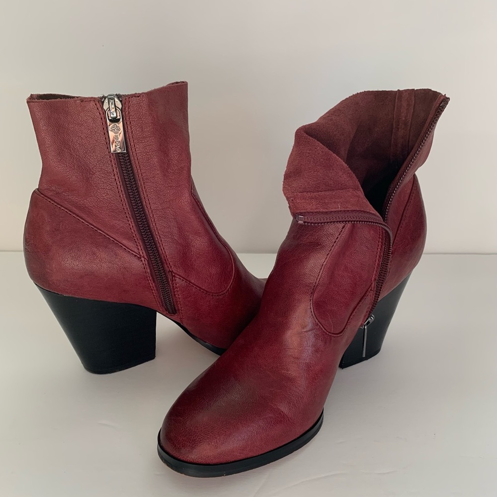 Isola, red leather, ankle boots, size 6.5